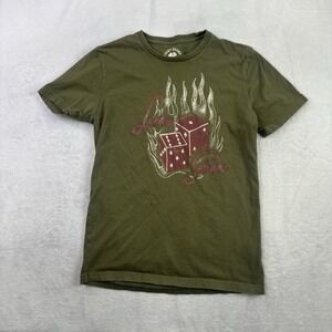 Lucky Brand Originals Dice Roll Flames Green SS Graphic Shirt Men's S